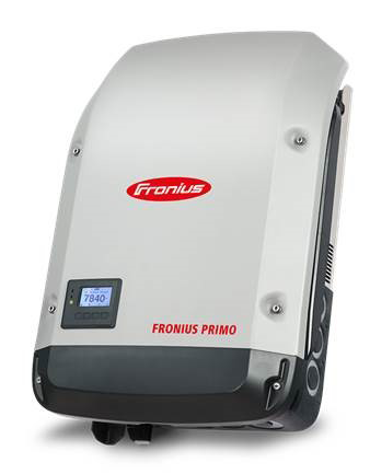 A fronius primo solar inverter is shown with the display.